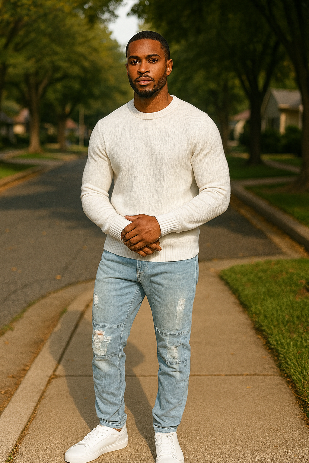 men’s jeans, light wash denim, distressed jeans, slim fit jeans, stretch denim, casual wear, streetwear style, everyday jeans, ripped jeans, cotton spandex blend, modern men fashion, Blush Fashion Boutique men collection, stylish jeans, tapered leg jeans, ripped knee jeans, light blue denim