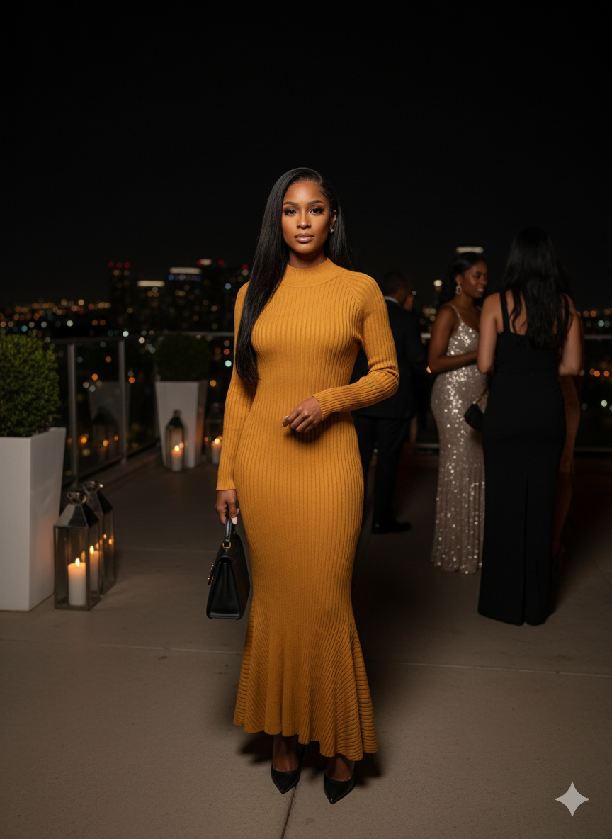 Curves & Class High Neck Winter Dress”