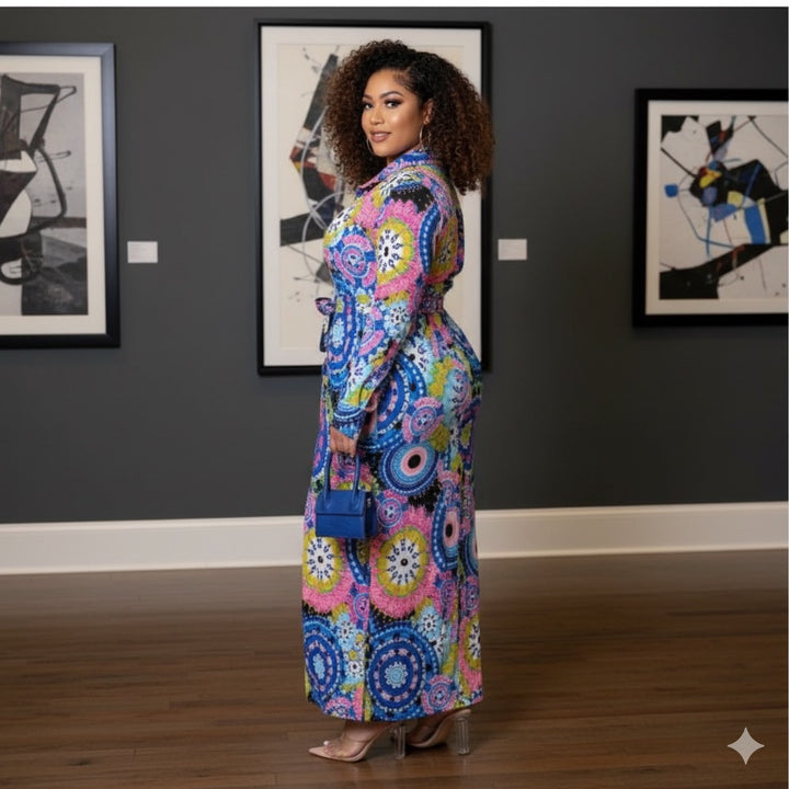 Women’s Blue Multicolor Maxi Dress