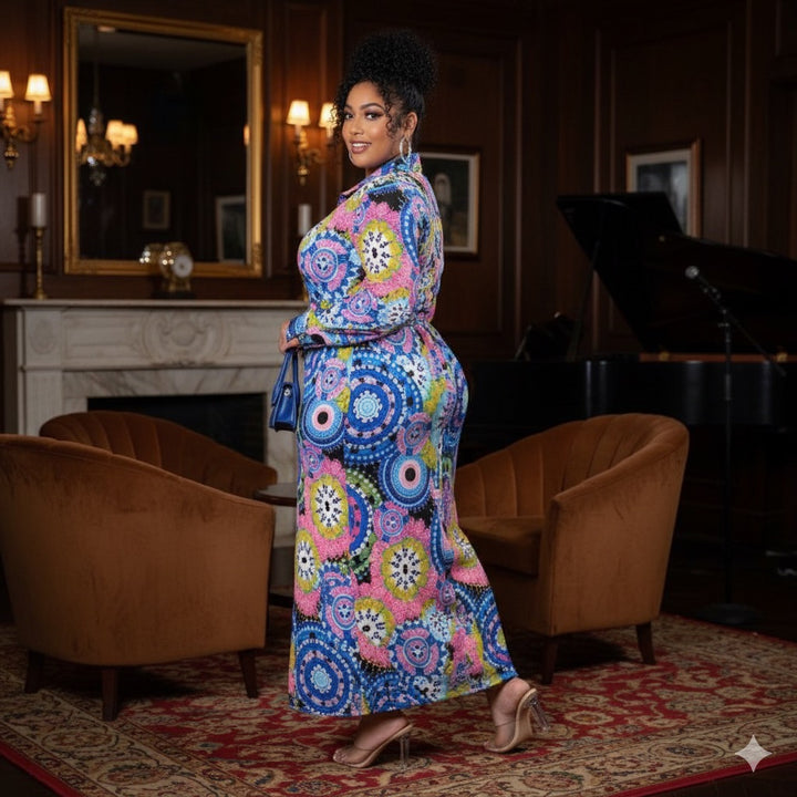 Women’s Blue Multicolor Maxi Dress