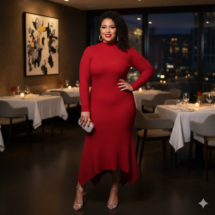 Curves & Class High Neck Winter Dress”