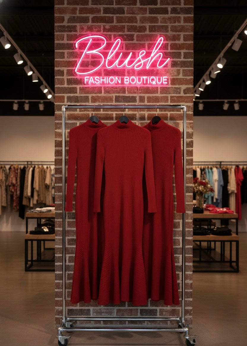 Curves & Class High Neck Winter Dress”