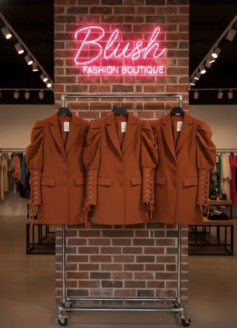 Women's Lace-Up Sleeve Blazer Dress