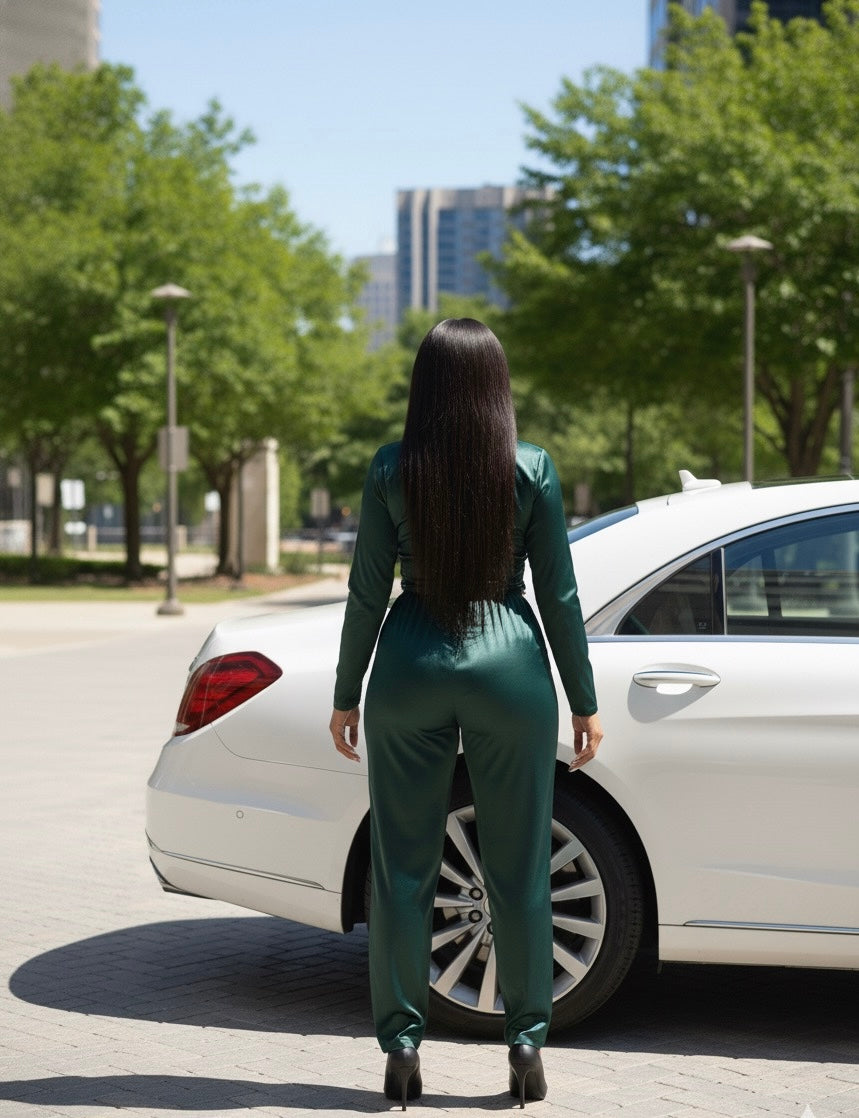 Women’s Satin Tie-Front Jumpsuit