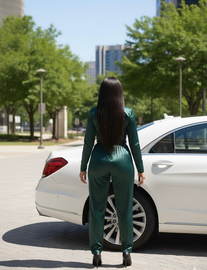 Women’s Satin Tie-Front Jumpsuit