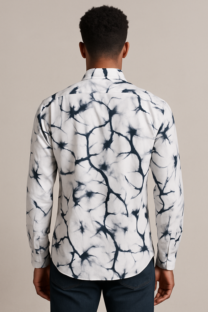 Navy & White Button-Up Shirt